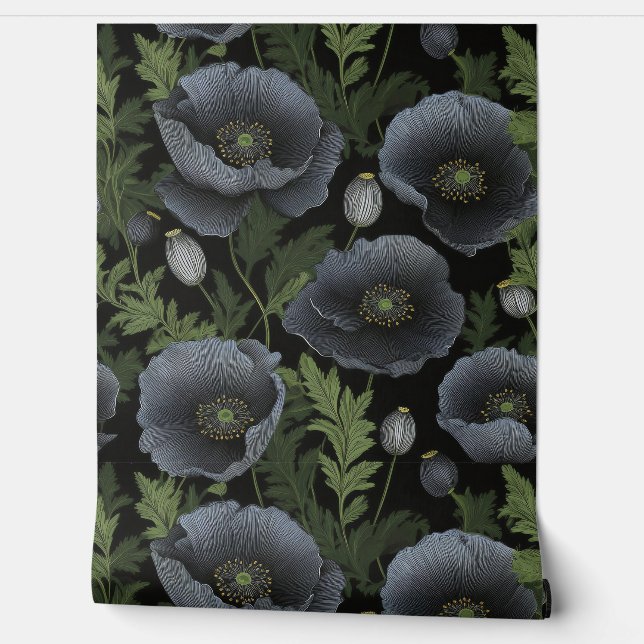 Poppies Noir Wallpaper (Unrolling)