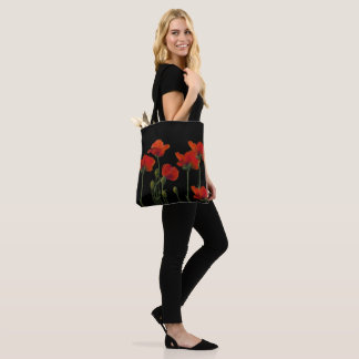 Poppies on Black Tote Bag