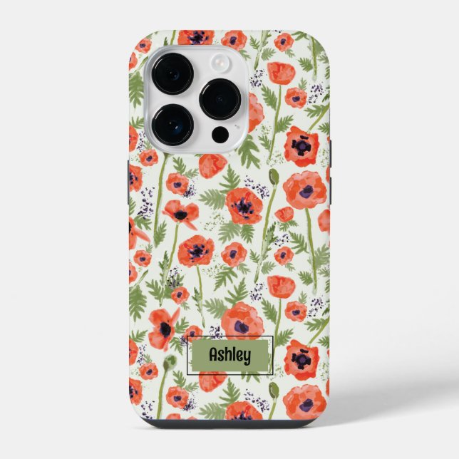 Poppies Orange Floral Pattern iPhone Case (Back)