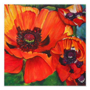 Poppies Orange Oriental Art Print