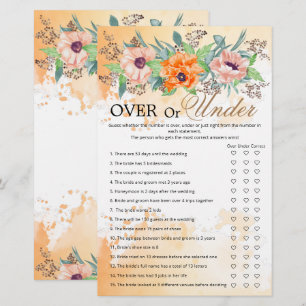 Poppies over or under bridal shower game