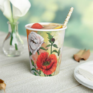 Poppies Paper Cups