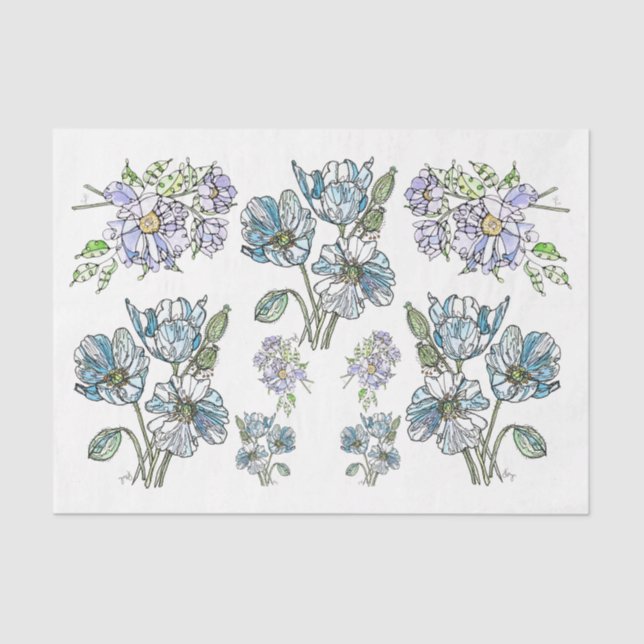 Poppies & Peonies - Decoupage Tissue Paper (Front)