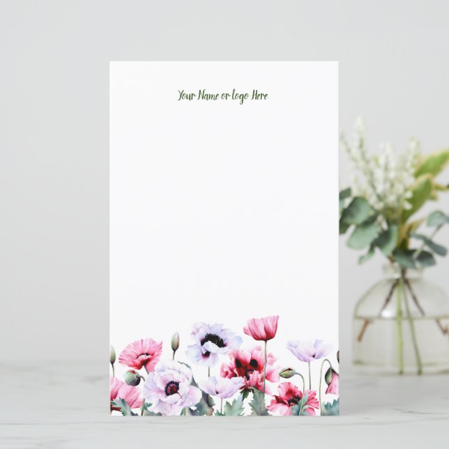 Poppies Personalised Stationery (Standing Front)