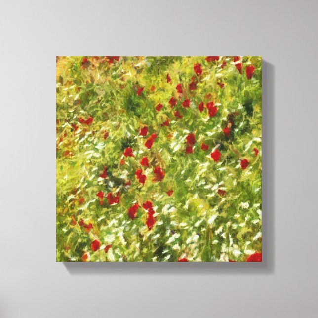 Poppies Pointillism Style Abstract Art Canvas Print (Front)