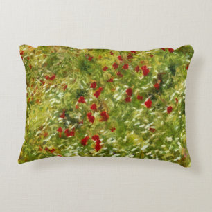 Poppies Pointillism Style Abstract Art Decorative Cushion