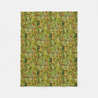 Poppies Pointillism Style Abstract Art Fleece Blanket