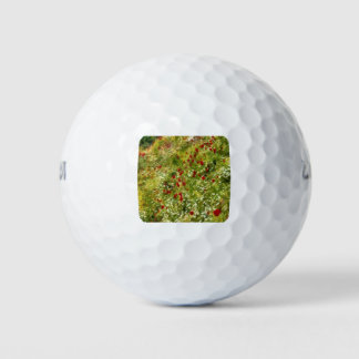 Poppies Pointillism Style Abstract Art Golf Balls