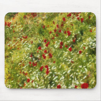 Poppies Pointillism Style Abstract Art Mouse Mat