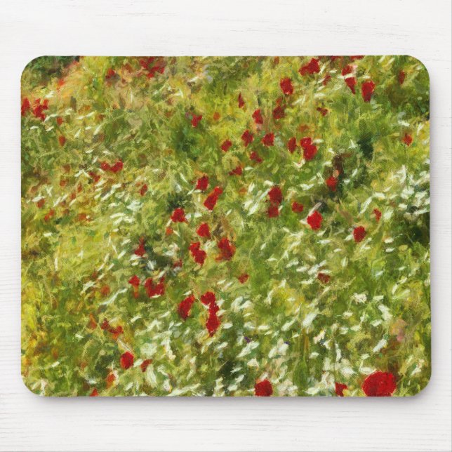 Poppies Pointillism Style Abstract Art Mouse Mat (Front)
