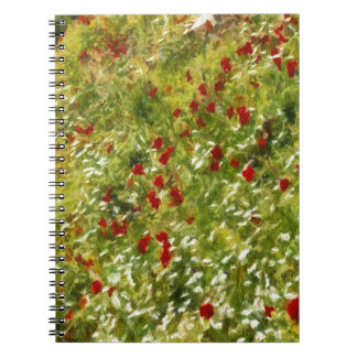 Poppies Pointillism Style Abstract Art Notebook