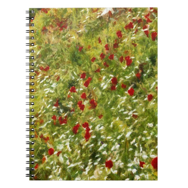 Poppies Pointillism Style Abstract Art Notebook (Front)