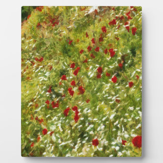 Poppies Pointillism Style Abstract Art Plaque