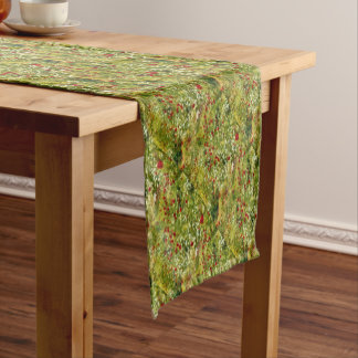 Poppies Pointillism Style Abstract Art Short Table Runner