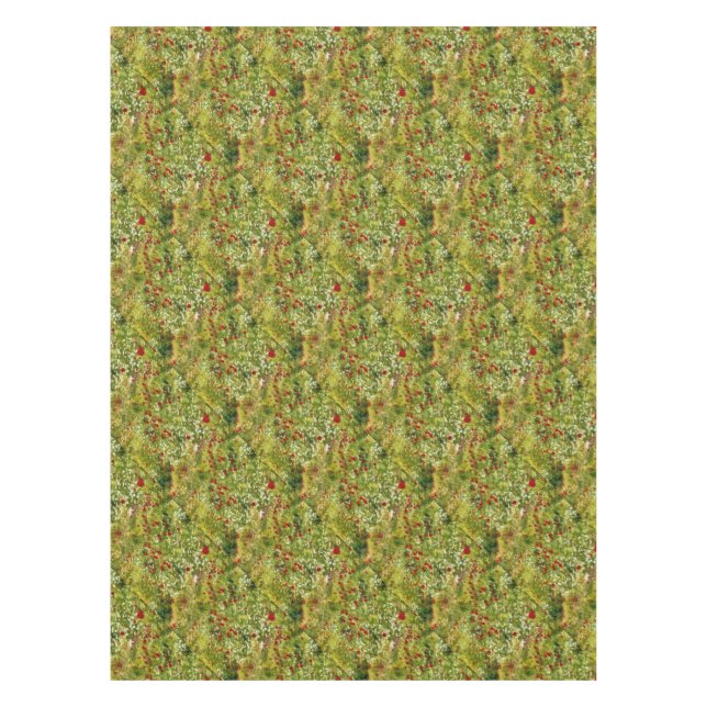 Poppies Pointillism Style Abstract Art Tablecloth (Front)