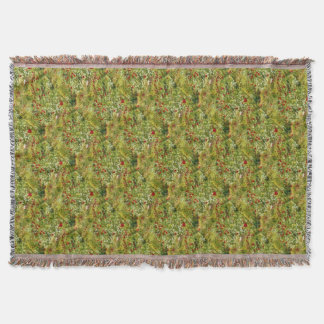 Poppies Pointillism Style Abstract Art Throw Blanket