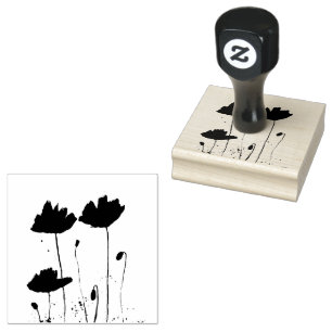 Poppies Poppy Floral Rustic Vintage Craft Art Cute Rubber Stamp
