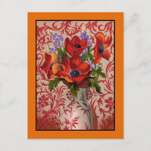 Poppies Postcard with an Orange Border