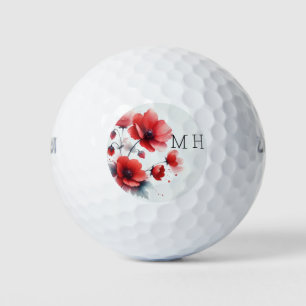 Poppies Pretty Flowers Watercolor Feminine Cute Golf Balls