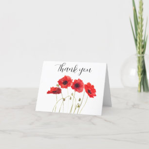 Poppies Red Floral Baby Shower Thank you 