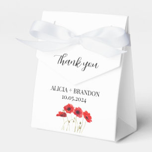 Poppies Red Floral Elegant Modern Wedding Favour Box