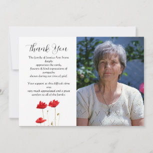 Poppies Red Floral Funeral Death Thank you  Invitation