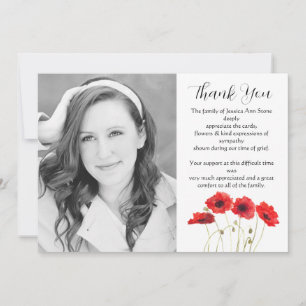 Poppies Red Floral Funeral Death Thank you  Invitation