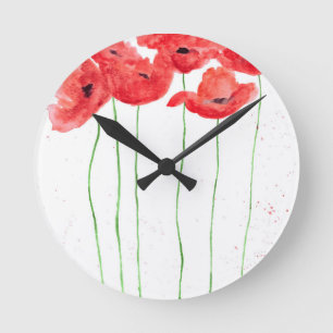 Poppies Round Clock