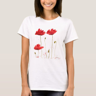 Poppies rustic red poppy watercolor nature T-Shirt