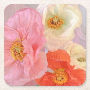 Poppies Square Paper Coaster
