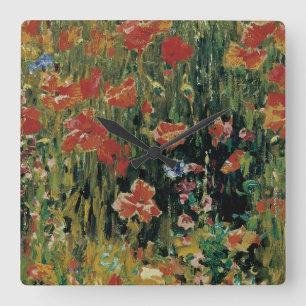 Poppies Square Wall Clock