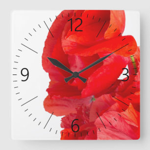 Poppies Square Wall Clock