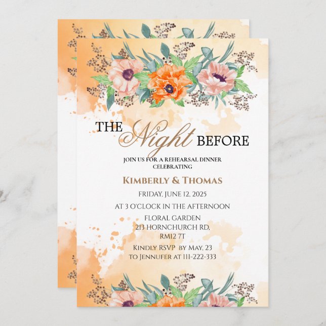 Poppies  the night before rehearsal dinner invitation (Front/Back)