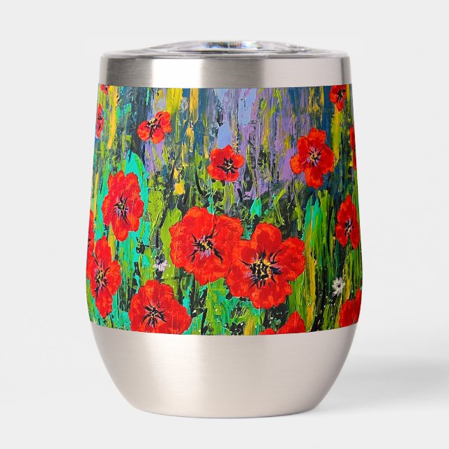 Poppies thermal tumbler hot or cold (Front)