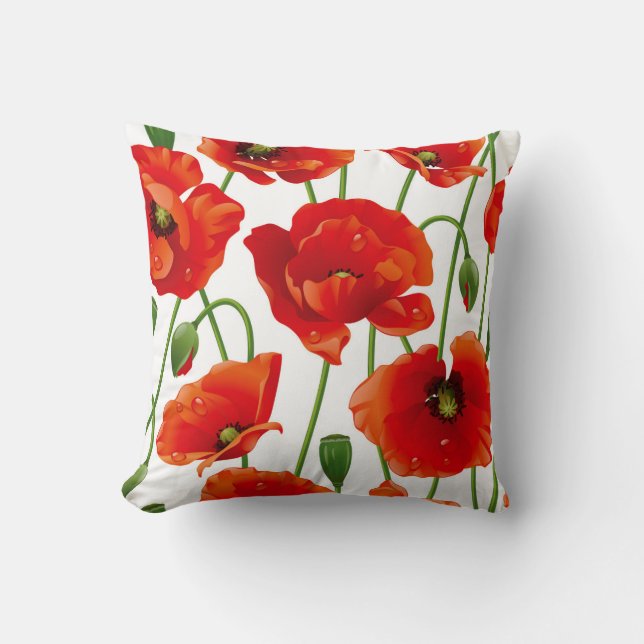 Poppies Throw Pillow (Front)