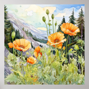 Poppies Wall Art, Floral Square Poster