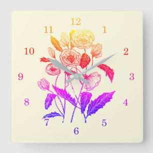 Poppies Wall Clock - Colourful - Painting