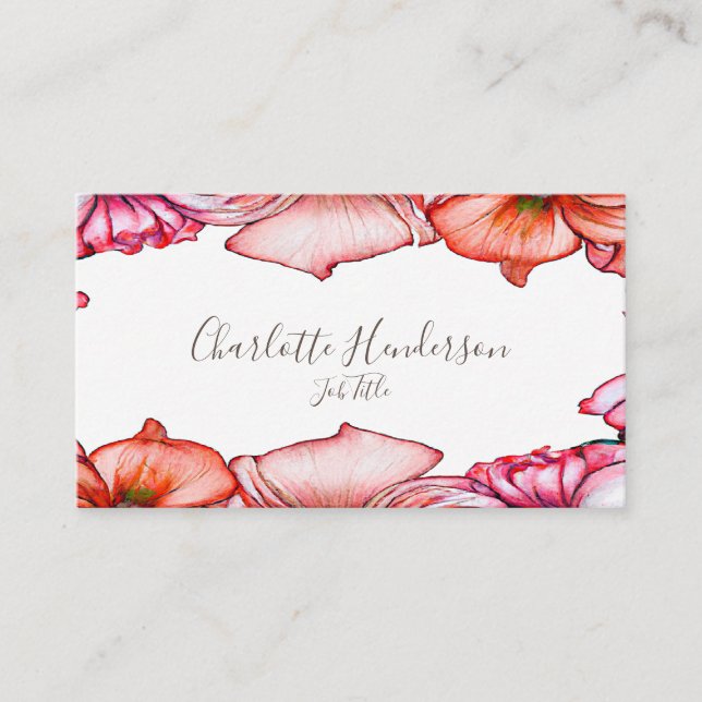 Poppies Watercolor Business Card (Front)