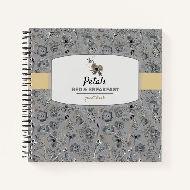 Poppies Watercolor Floral Bed Breakfast Guest Book (Front)