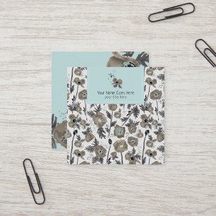Poppies  Watercolor Floral Pattern Square Business Card
