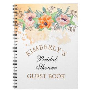 Poppies Watercolor Floral Personalised Guest Book