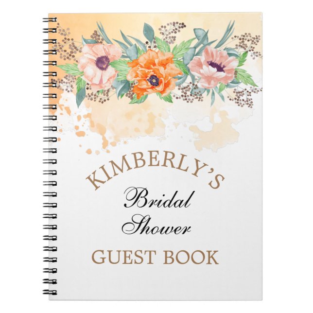 Poppies Watercolor Floral Personalised Guest Book (Front)