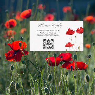 Poppies Watercolor Red Flowers Floral Wedding Enclosure Card
