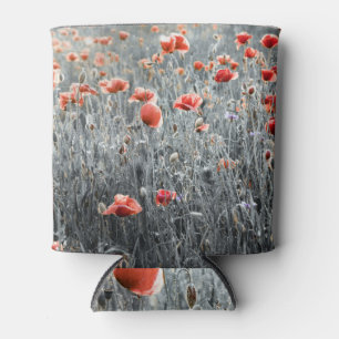 Poppies: Wildflower Rustic Charm. Can Cooler