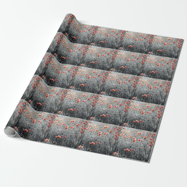 Poppies: Wildflower Rustic Charm. Wrapping Paper (Unrolled)