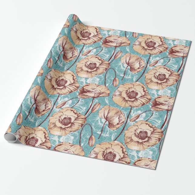 Poppies Wrapping Paper (Unrolled)