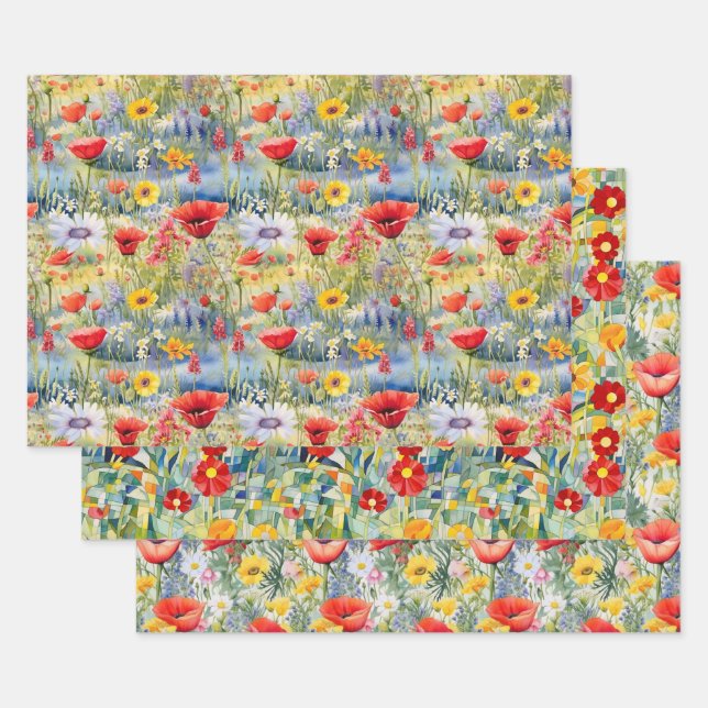 Poppies wrapping paper (Set)