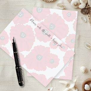Poppies Writing Paper With Edge Text