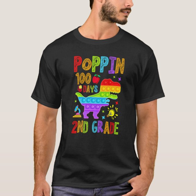 Poppin 100 Days 2nd Grade Primary School Kid Eleme T-Shirt (Front)