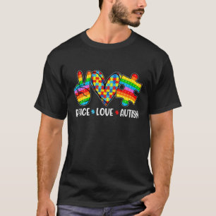 Poppin Autism Awareness Peace Love Autism Fidget T T-Shirt